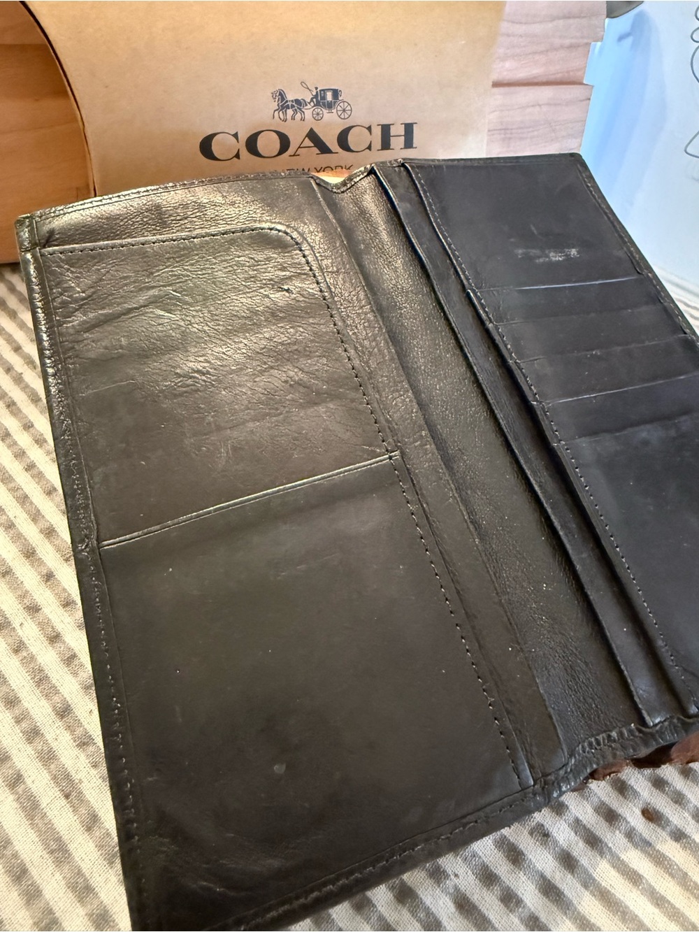 Coach Black Leather Long Wallet with Card Slots - Picture 4 of 9